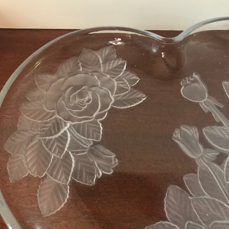 Large Heart Shaped Platter With Frosted Poinsettas Studio Nova Etsy