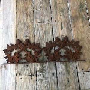 Fleur de Lis Cast Iron Pediment Door Window Topper Rustic Acorns and Leaves Architectural Salvage -- Over 23 Inches Long