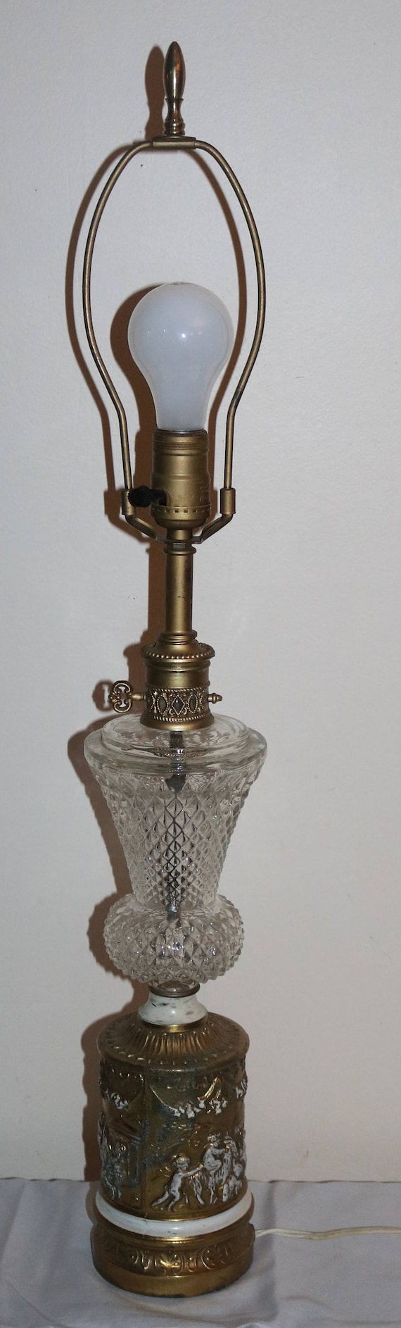 Cherub Angel Lamp Gilded Hollywood Regency Style Cut Glass Etsy