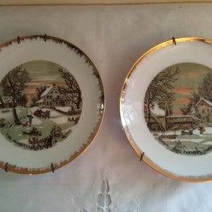 Currier & Ives Plates Set of 2 - Wall Hanging (Pair)