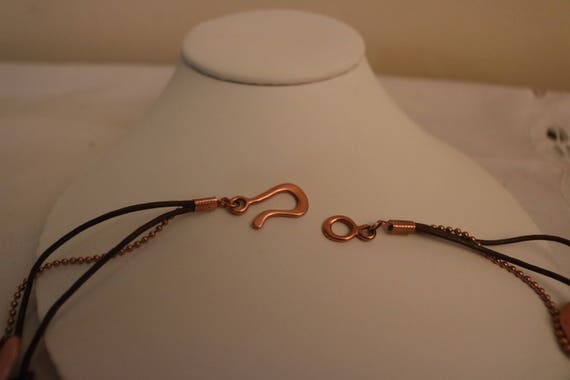 Copper Jewelry Set - Copper Disk and Leather Disk… - image 4