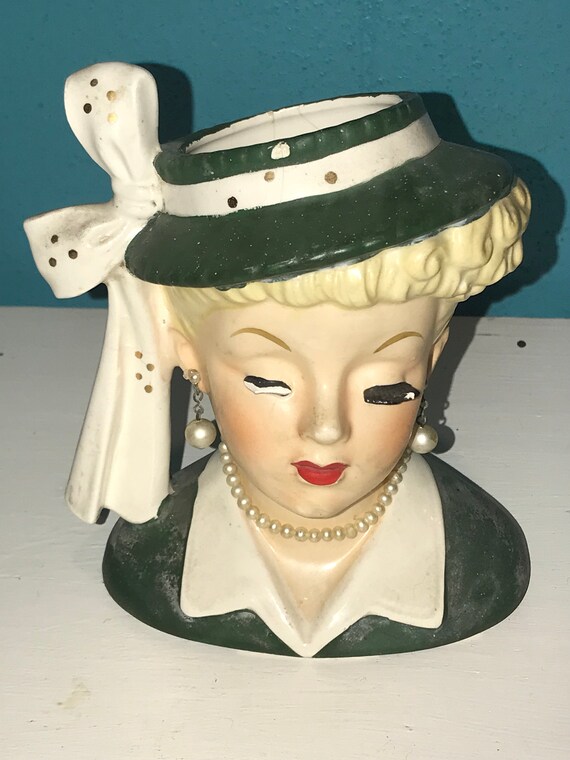 Head Vase Lady Lucy Napco 1956 C26336 Vintage Japan Etsy