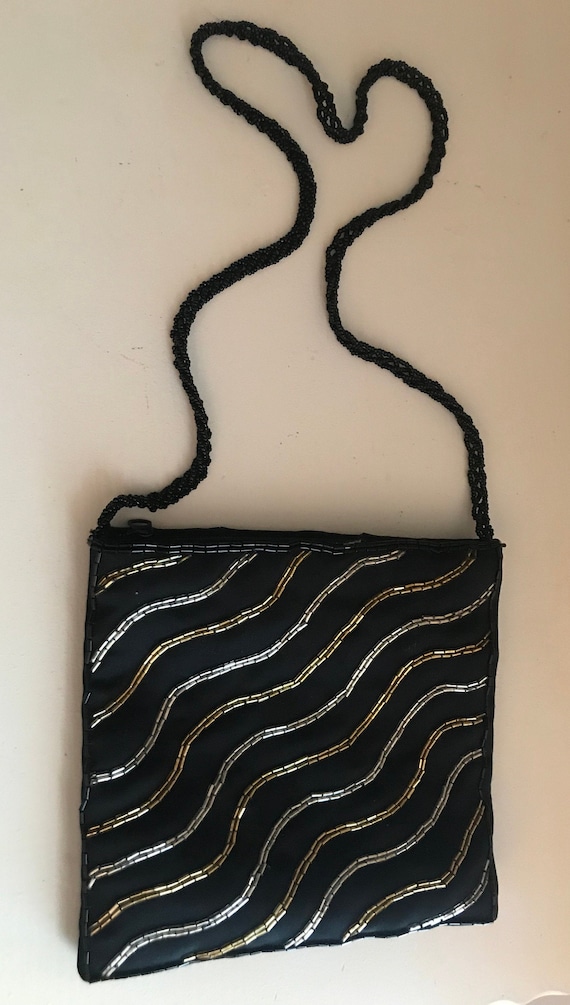 Vintage Black Beaded Evening Bag Made in Hong Kong – hurdyburdy vintage