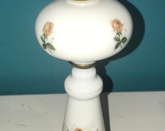 Porcelain Table Lamp Mid Century Roses