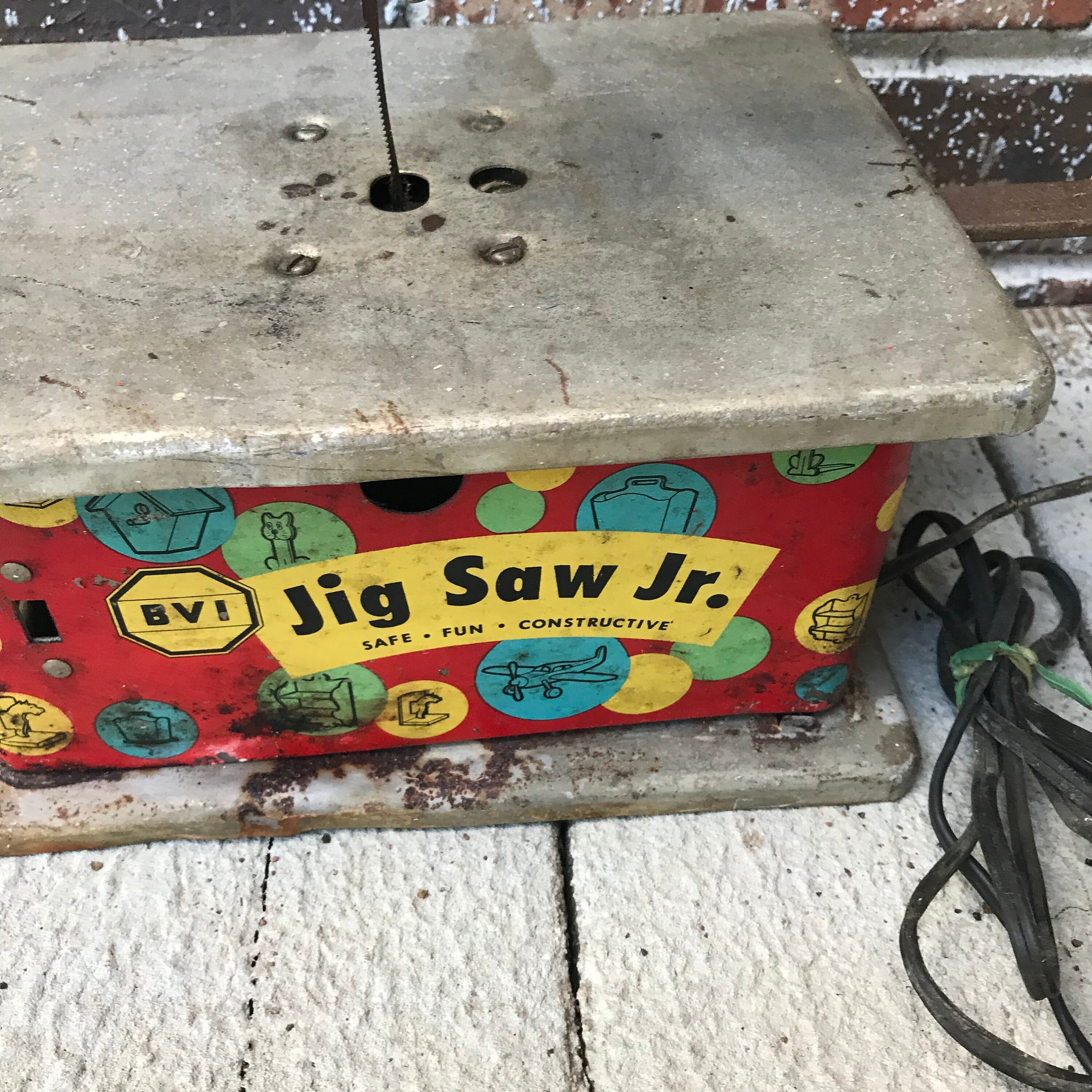 Jig Saw Jr Toy Litho Tin Electric Table Top Jig Saw Early Mid Etsy