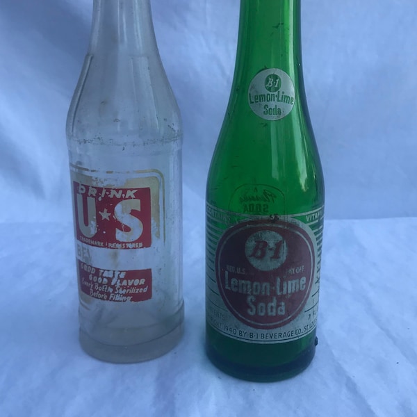 B-1 Drink US -- B-1 Lemon-Lime and Drink U*S Cola Bottles -- Rare and Vintage