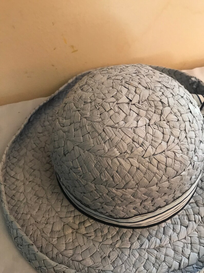 Made of 100 Percent Natural Woven Paper Fiber Faded Glory Vintage Lady Hat Easter Blue Spring