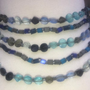 Choker 5 Strand, Bead, Multicolors, Multiple Shapes