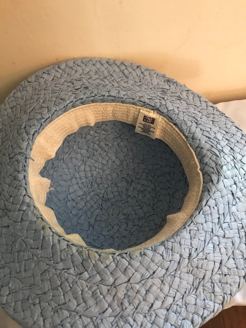 Made of 100 Percent Natural Woven Paper Fiber Faded Glory Vintage Lady Hat Easter Blue Spring
