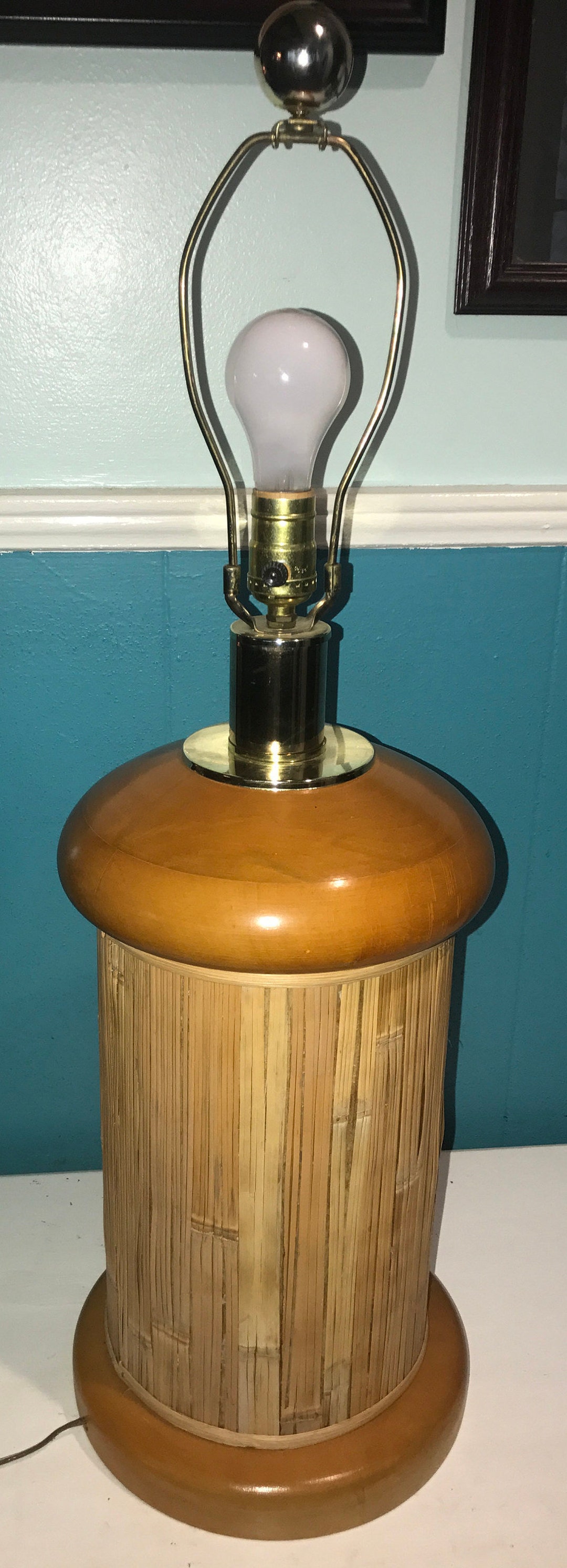 1960's Hollywood Regency Solid Brass Table Lamp, Mid Century