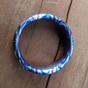 Mosaic Pattern Pure Titanium Damascus Ring|Viking Ring|Hypoallergenic|Flame Anodized|Custom|Timascus