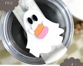 Digital File | Candy Corn Ghost Stanley Topper SVG File | Halloween Topper SVG | Digital Download | Tumbler Topper