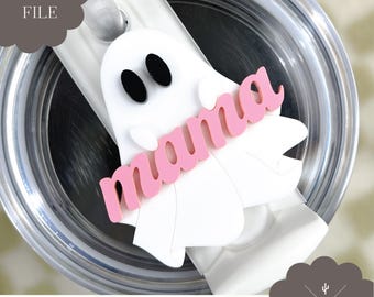 Digital fil | Mama Ghost Stanley Topper SVG-fil | Halloween Topper SVG | Digital nedladdning | Tumbler Topper