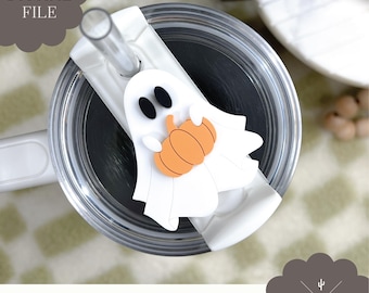 Digital fil | Pumpa spöke Stanley topper SVG-fil | Halloween topper SVG | Digital nedladdning | Tumbler topper