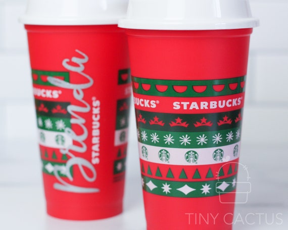 Personalized Cup Reusable Holiday 2020 Color changing Grande Hot Cup with Custom Name and Lids/Sleeves.