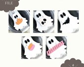 Digital File | Ghost Stanley Topper SVG File | Set of 5 | Halloween Topper SVG | Digital Download | Tumbler Topper