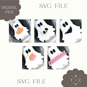 File digitale / File SVG di Ghost Stanley Topper / Set di 5 / SVG di Halloween Topper / Download digitale / Tumbler Topper