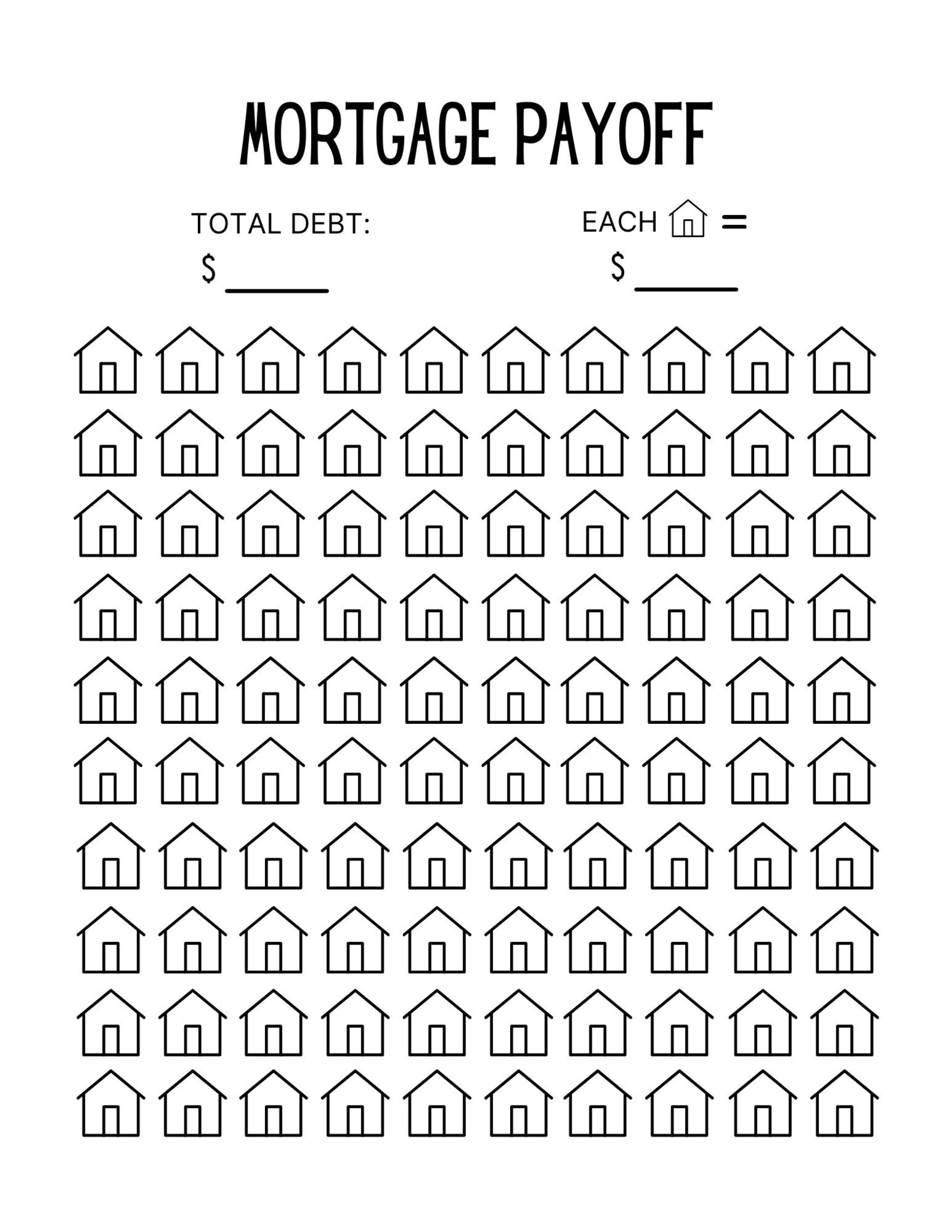 Mortgage Debt Tracker Printable Home Mortgage Payoff Tracker Etsy