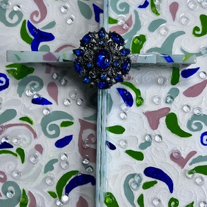 Cross Art, Religious Cross on Wood, Christian Art, Cross Painting with Resin, Glass Cross Art
