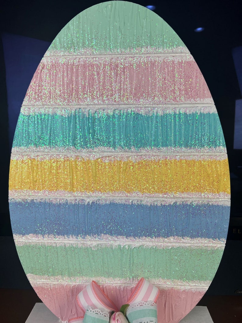 Extra Large Easter Egg in Pastels Plaster Glitter Etsy