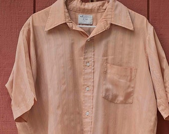 Vintage 1960's, Arrow, Kirk Kent, Striped Short Sleeve Buttondown Shirt, Size Large