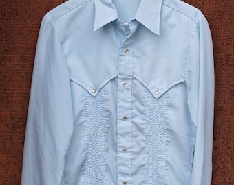 Vintage, Lightweight, Stage West by Prior, Western Shirt, Pearl Snap, Butterfly Collar, Unisex, Medium 15.5