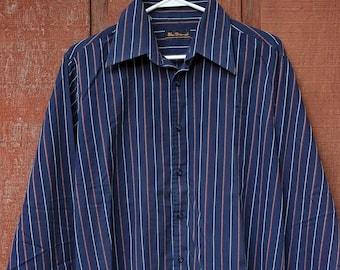 Vintage, Ben Sherman, Long Sleeve Striped Navy Blue Shirt