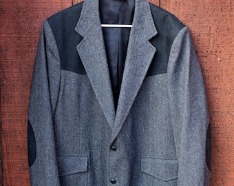 Authentic, Pendleton Blazer, Vintage Herringbone, Tweed Wool Blazer, Pendleton Hunting/Shooting Jacket, Suede Patches, Mens Size 46 Long