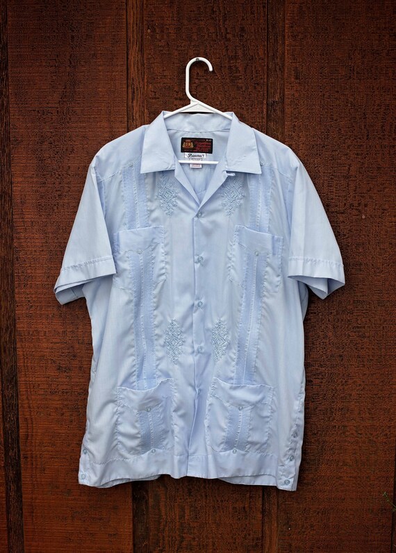 Vintage Mens Guayabera, Mexican Wedding Shirt, 4 … - image 1