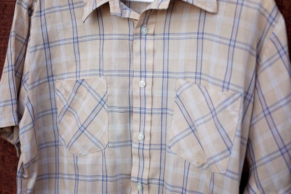 Vintage Plaid Rockabilly Style Shirt, Retro, 1970… - image 3