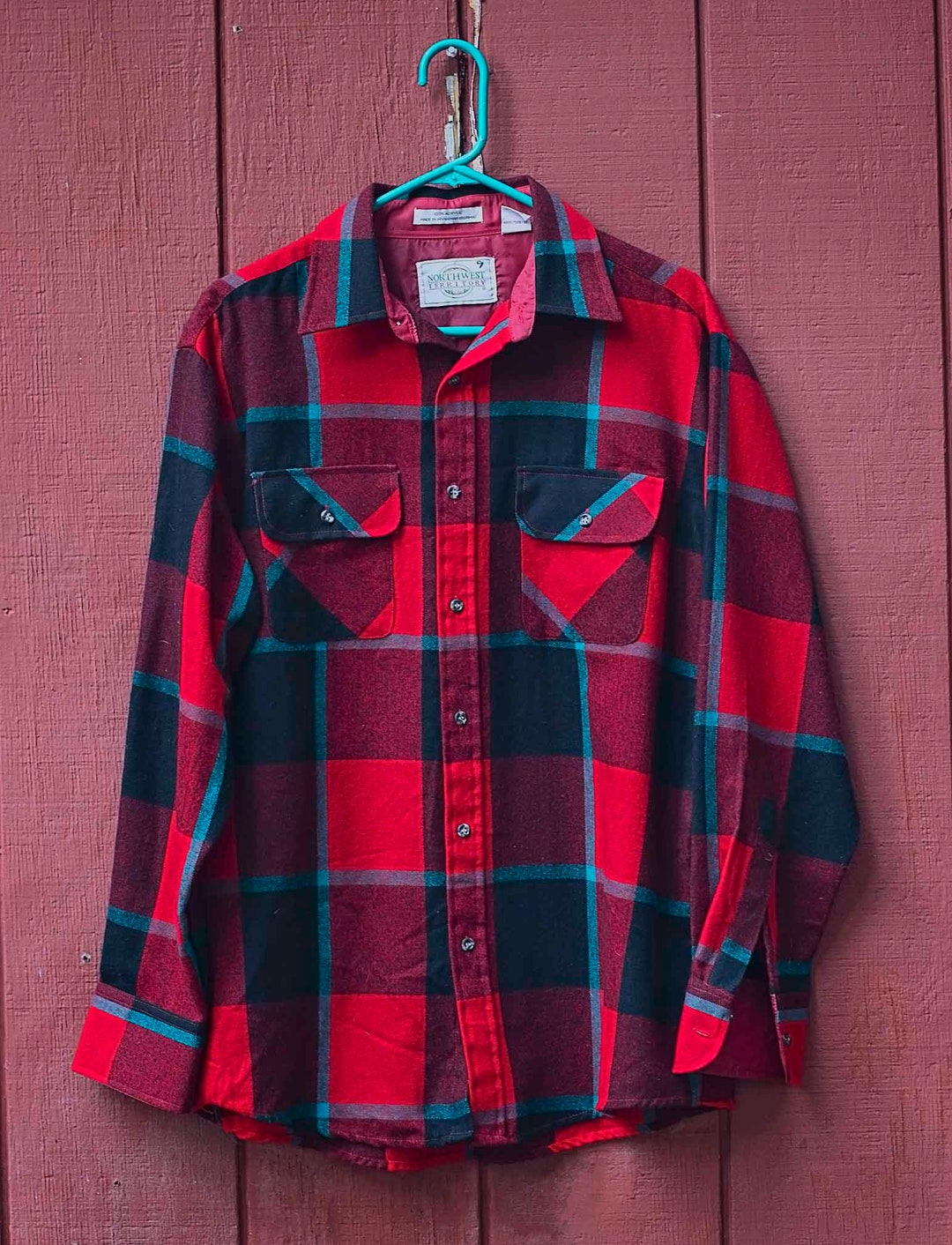 Mens Vintage Shirt by Northwest Territory, 1960s Northwestern Plaid