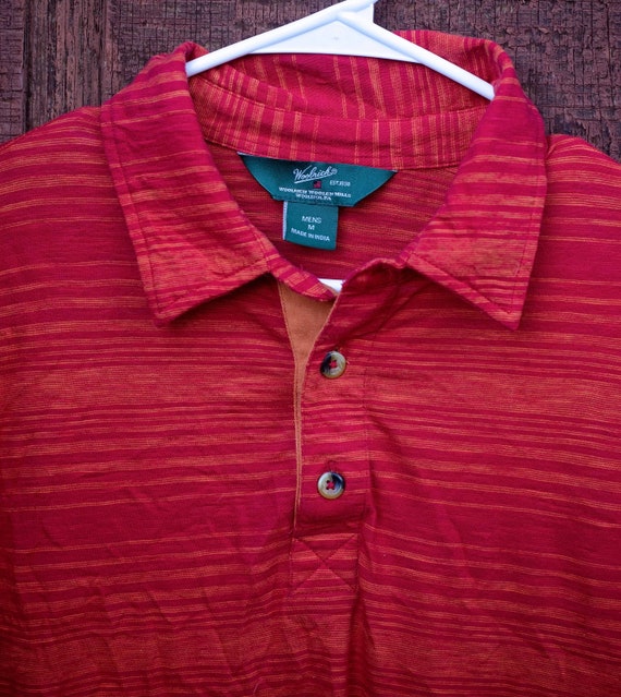 Mens 1970s, Short Sleeve Striped Placket Polo Shi… - image 4