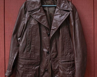 1970s. Badass. Vintage LeatherJacket, Detailed Slash Pockets, 70's Rock N Roll, Size 42