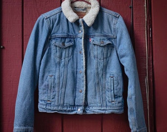 Vintage, Levi's, Sherpa Lined, Denim, Jacket, Red Tab, Levi's Jacket, Size M