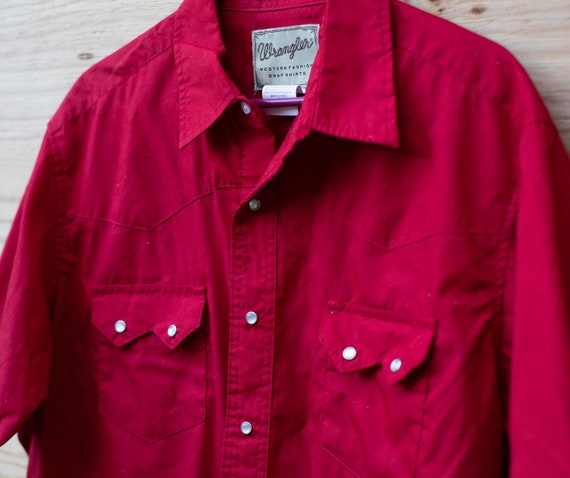 Vintage 90s, Wrangler, Red, Western Shirt, Pearl … - image 1