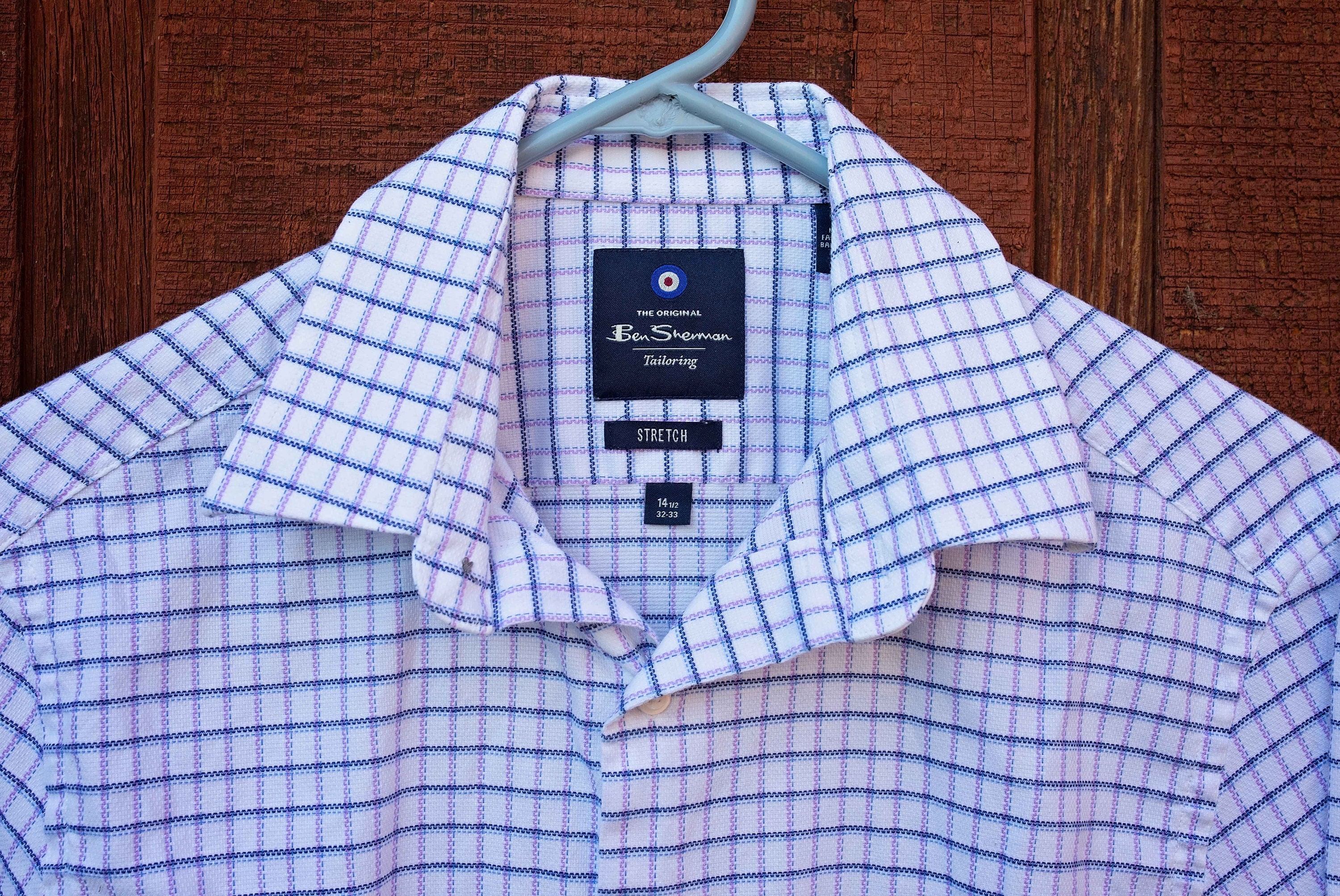ben sherman stretch dress shirt Ben Sherman Dress Shirt Mens S Blue Long Sleeve Slim Fit Stretch Geo Print  $79