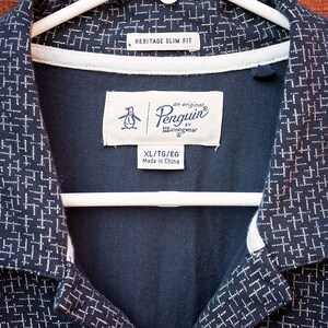 Vintage 1990's Mens Original Penguin by Munsingwear, Short Sleeve Blue Polo Shirt, with Embroirded Penguin, XLarge image 3