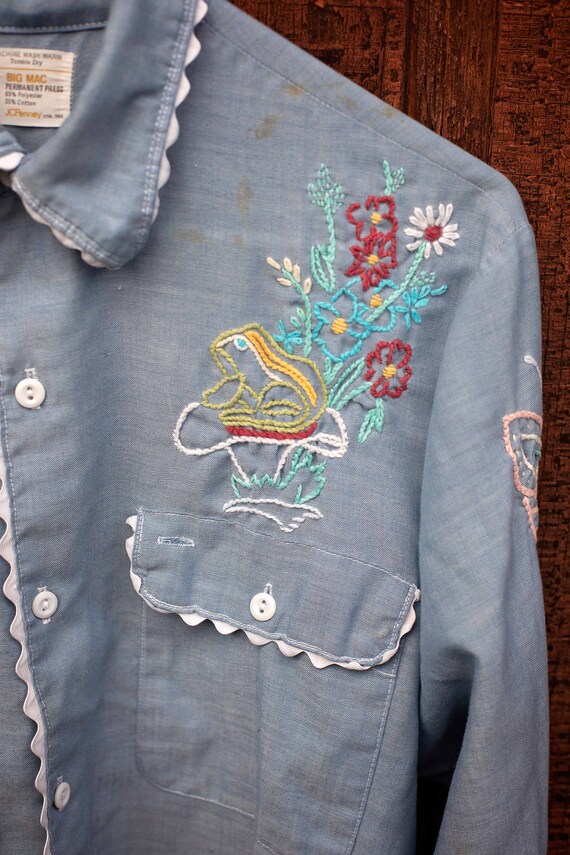 ADORABLE, 1960s Flower Child Hand Embroidered Vin… - image 4