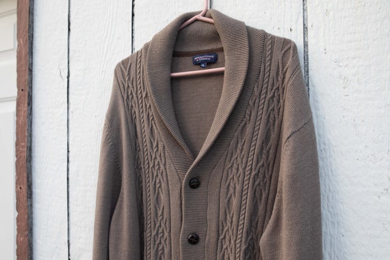 Extremely Soft, Shawl Collar, Sweater, Leather Bu… - image 1