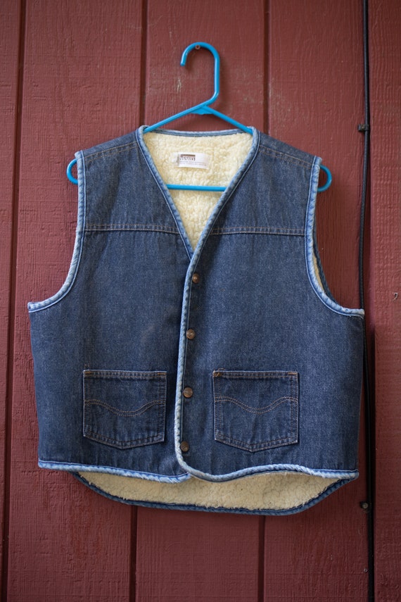 Vintage, Montgomery Ward, Sherpa Lined, Denim Vest