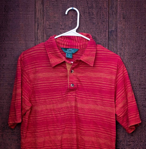 Mens 1970s, Short Sleeve Striped Placket Polo Shi… - image 6