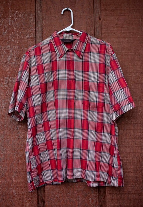 Vintage Plaid Rockabilly Style Shirt, Retro, 50's… - image 2