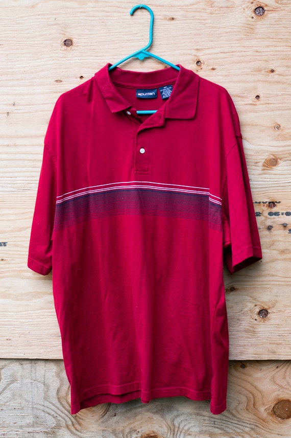 Puritan / Short Sleeve / Red / Striped Polo / Golf