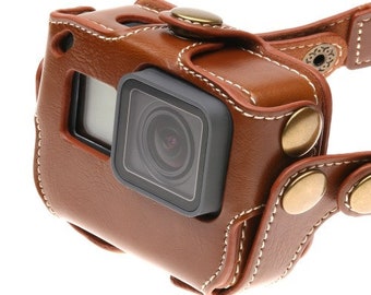 GoPro Hero 5 (Hero 6) Black, brown and dark brown 95% handmade leather case | FREE SHIPPING WORLDWIDE