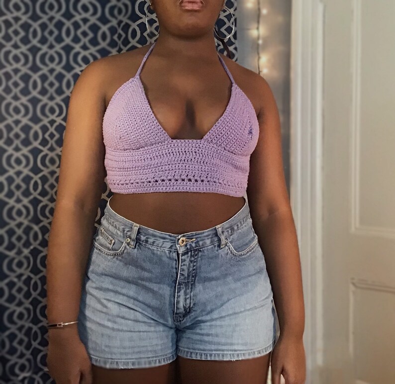 purple bralette crop top