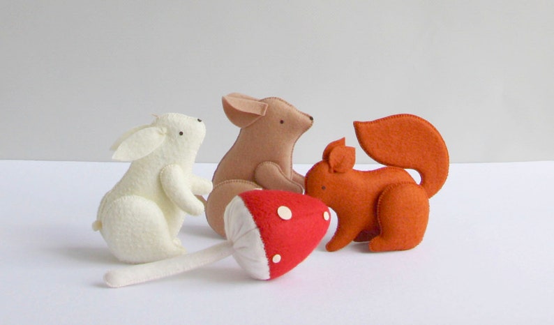 Felt woodland animals Christmas ornaments Baby shower gift New mom gift Woodland party favor Forest nursery decor Set of 4 image 6