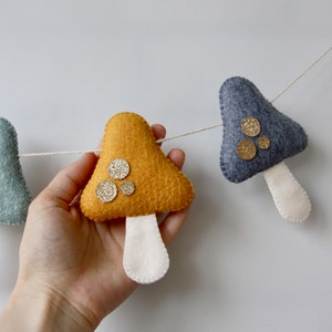 Felt Mushroom Nursery Garland, Woodland Baby Shower Decoration, Forest Theme Room Banner