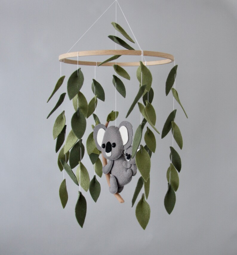 Koala baby crib mobile boy with leaves Etsy