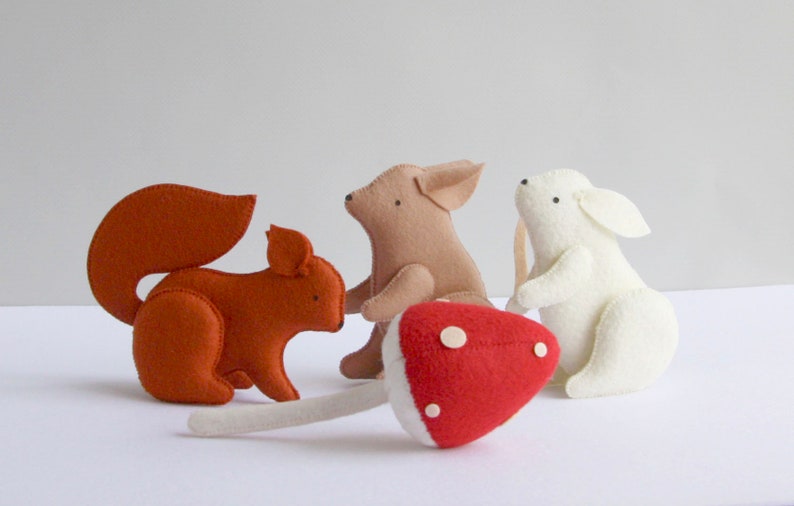 Felt woodland animals Christmas ornaments Baby shower gift New mom gift Woodland party favor Forest nursery decor Set of 4 image 7