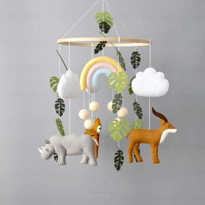 Jungle mobile baby boy girl Animals crib mobile Baby shower gift Hippo tiger antilope nursery mobile congratulations baby image 5
